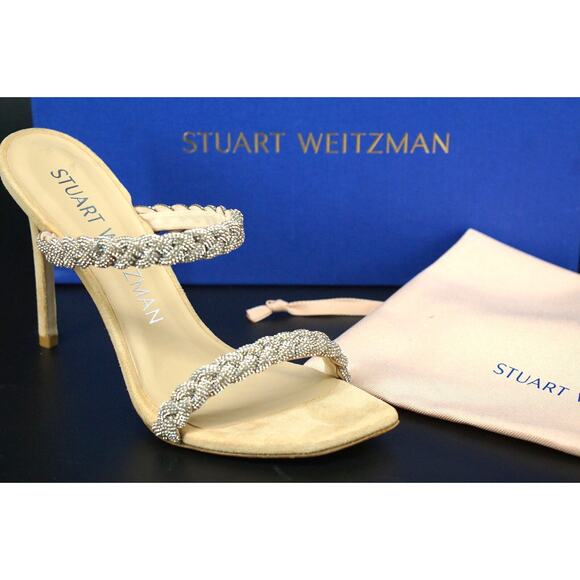 Stuart Weitzman Addison Double Braided Crystal Band Strap Sandals SZ 9 New $720